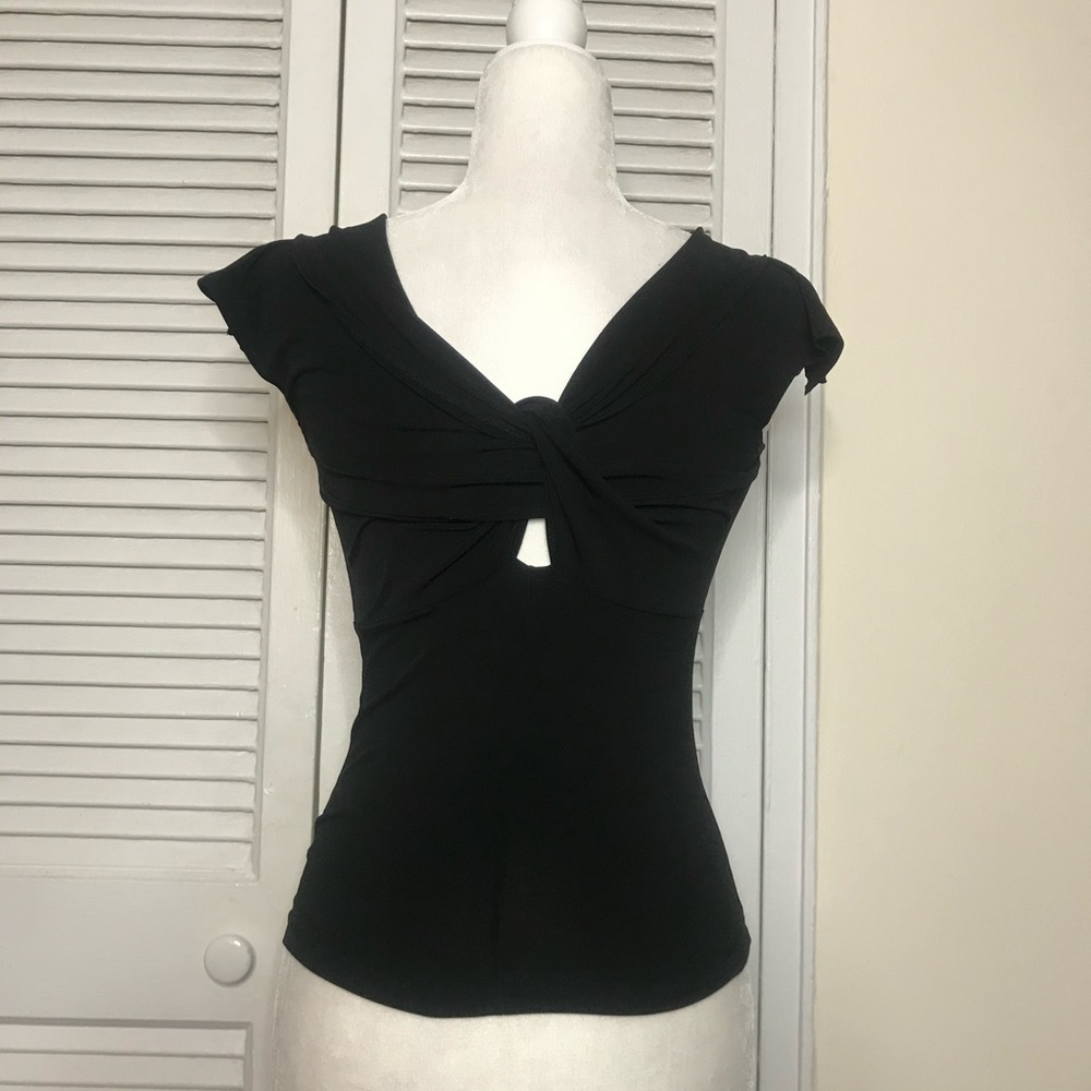 Vintage V Neck Flutter Sleeve Blouse - Picture 4 of 4